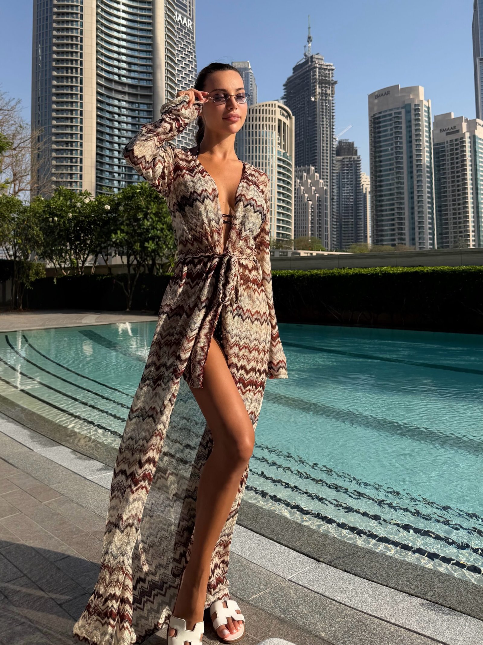 Brown shiny kimono