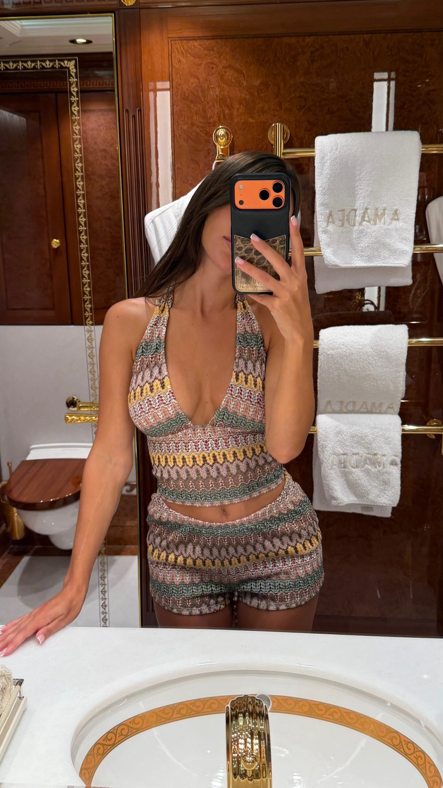 Brown shorts set