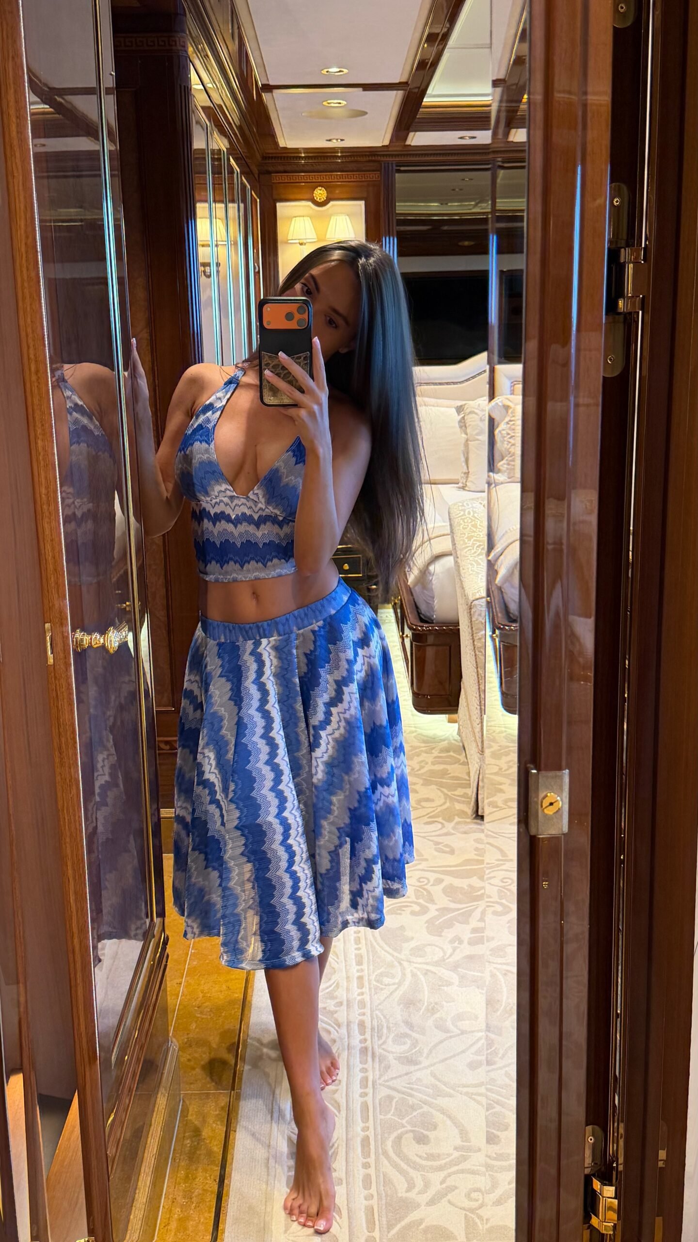 Blue skirt set