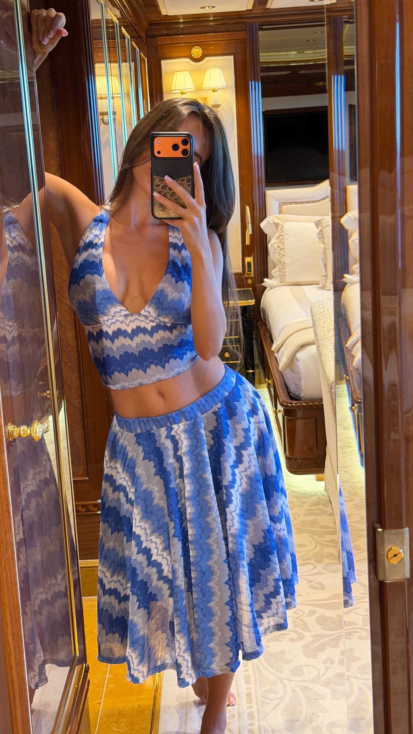 Blue skirt set